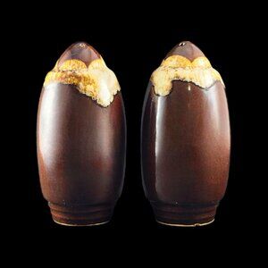 Vintage Salt and Pepper Shakers Brown Drip McCoy Hull Hall Roseville Vtg Pottery